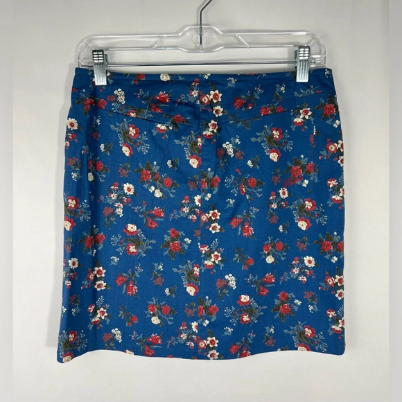 90s Y2K Vintage Ralph Lauren Mini Skirt Blue Floral Size 2 - Picture 2 of 8